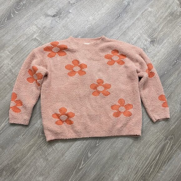 Altar'd State Sweater Women's Size XS Floral Pink Peach Fuzzy Warm Soft - Picture 1 of 4